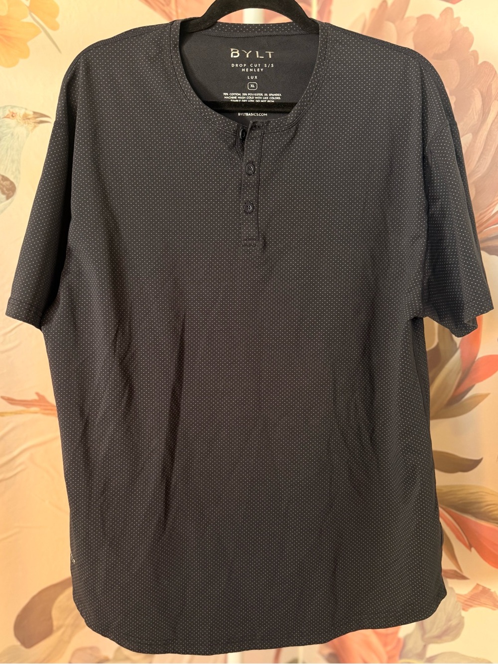 BYLT Premium Basics Drop Cut Lux Short Sleeve Henley Shirt - XL